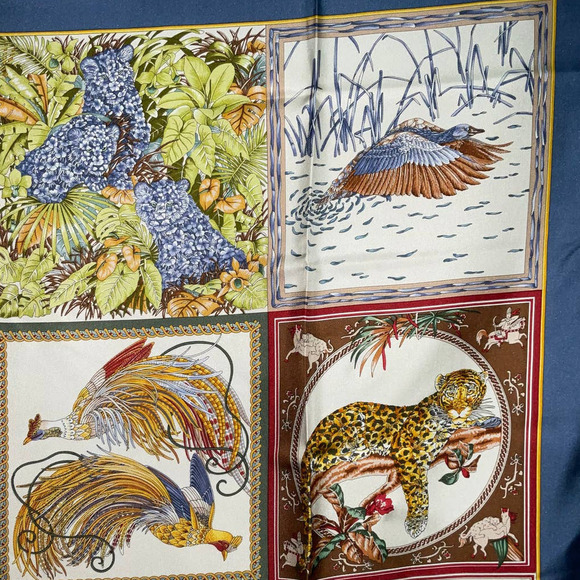 Salvatore Ferragamo 100% Silk Jungle Animals Print Scarf NWT - Picture 7 of 16